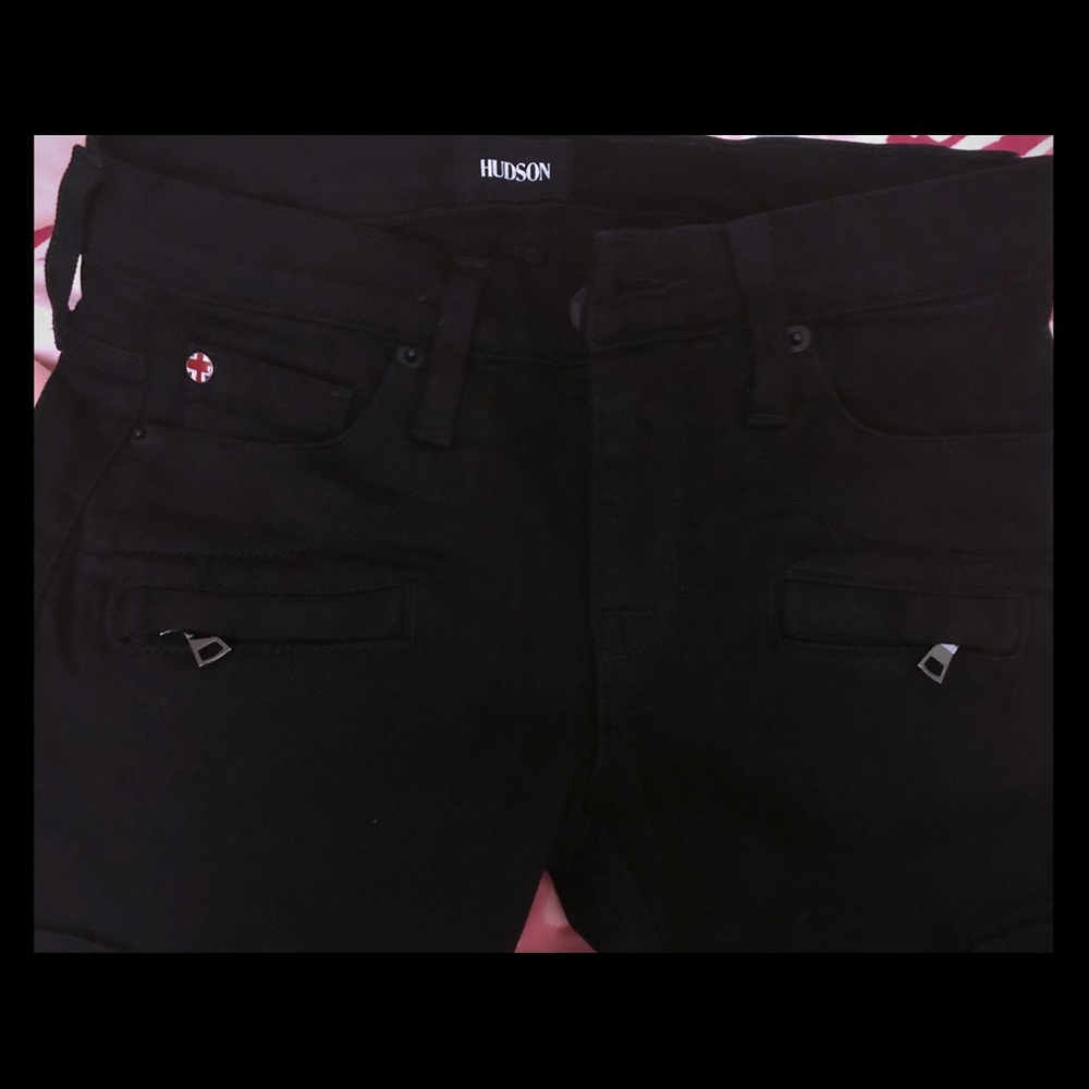 Hudson Black Cargo Zipper Skinny Jeans